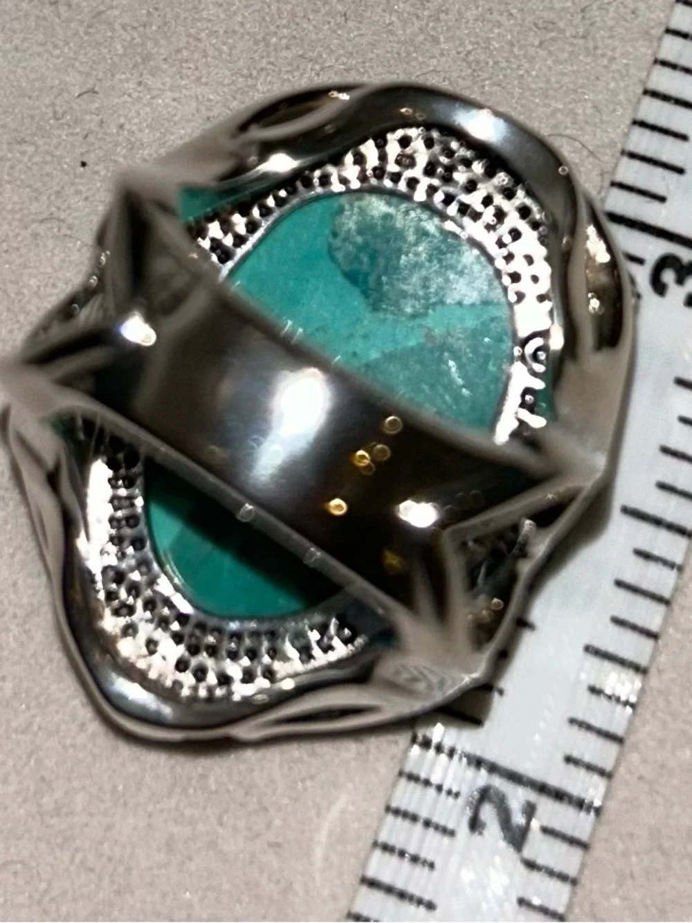 Barse Woman’s Turquoise Statement Ring with Sterling Silver Filigree